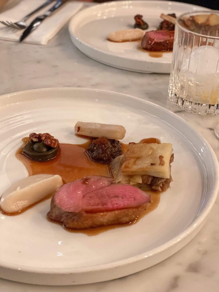 The most amazing Industrialised Fine Dining Experience: Six by Nico 7 Duck breast dish with pickle walnut, salsify, pear and fig