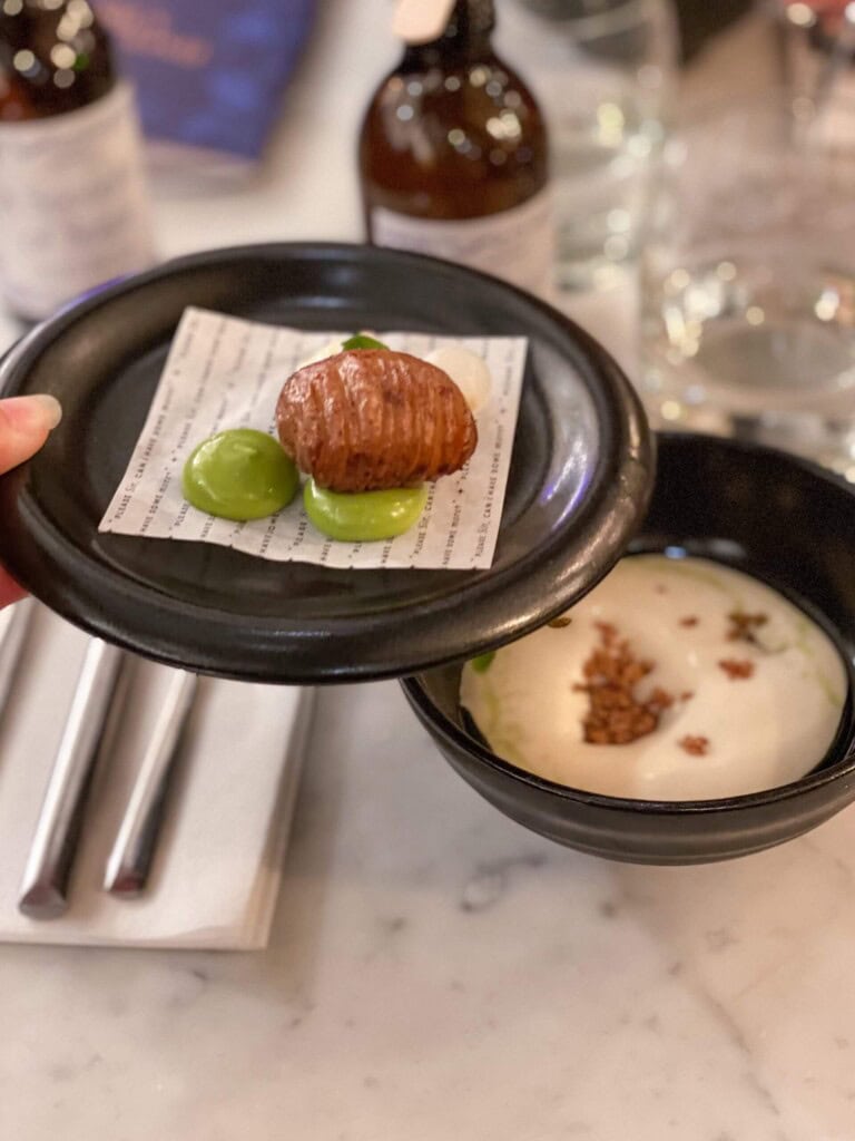 The most amazing Industrialised Fine Dining Experience: Six by Nico 3 First course, potato with creamy soup